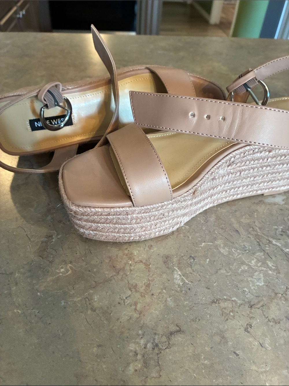 Nine West Nude/Tan Espadrille Platform Sandals